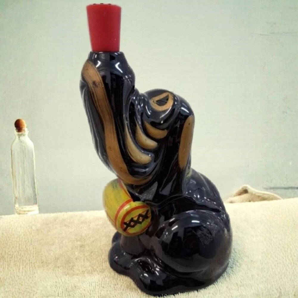 MCM Barware Ceramic Booze Hound Figural Liquor Decanter